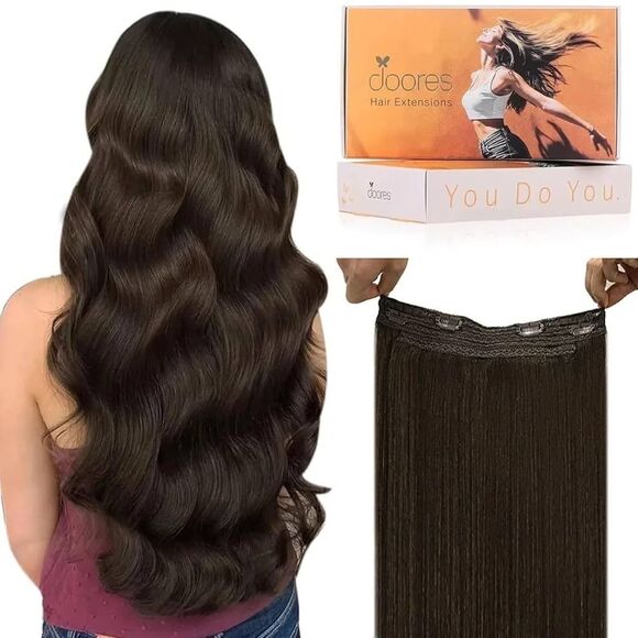 No Brand Other - Wire Hair Extension 12 Inch 70g Remy Human hair  straight Dark Brown Invisible T
